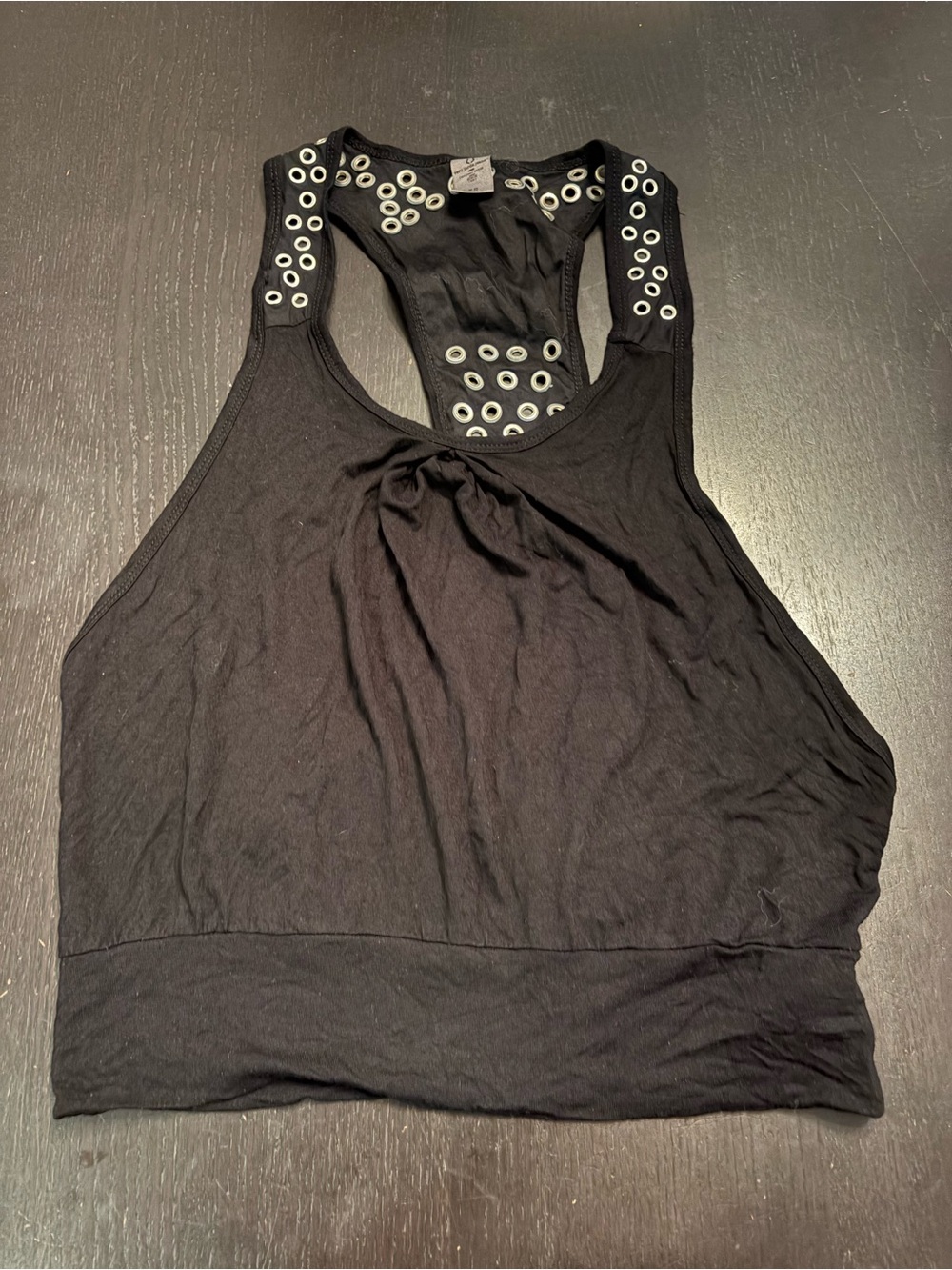 Vintage Vero Moda Black Grommet Shoulder Racer Back Tank Top - Picture 5 of 9